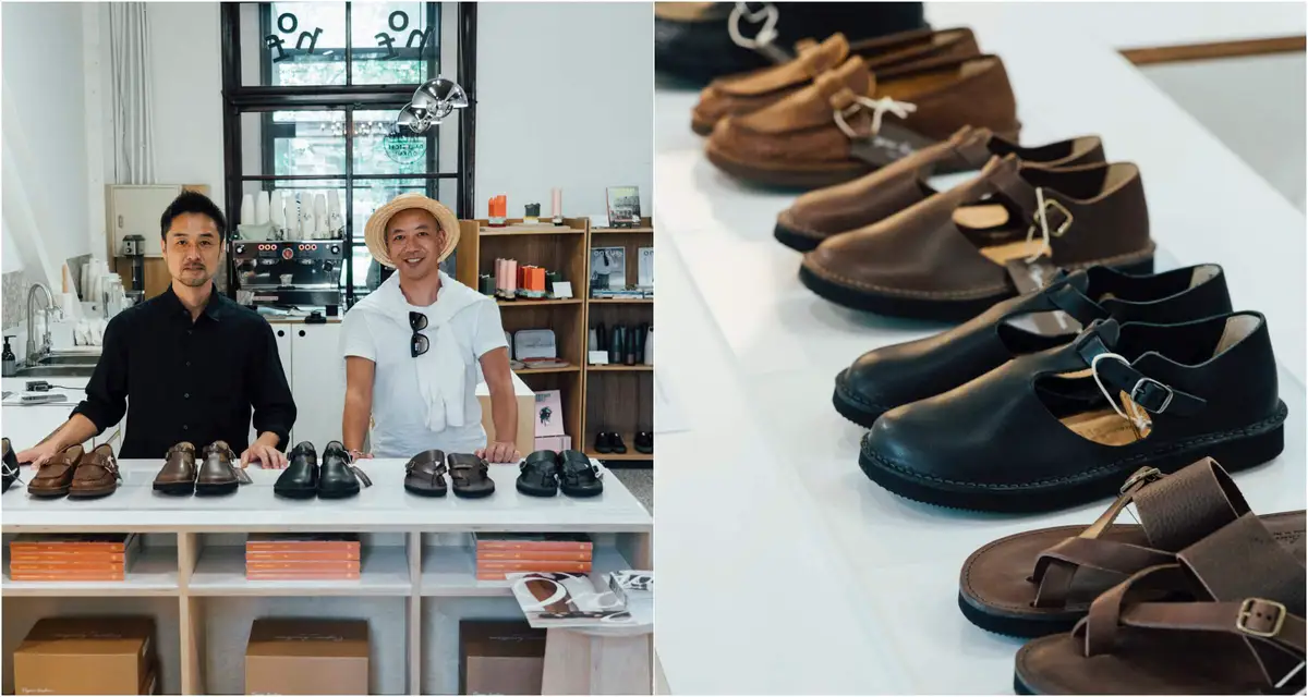 organic handloom營業經理池ヶ谷剛、鈴木健太（左圖）；手工牛革鞋履（右圖）