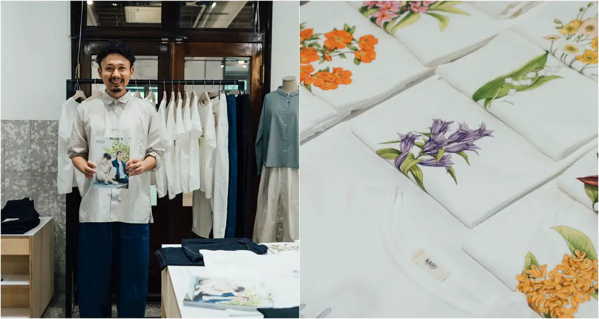 Naru品牌總監南出仁嗣（左圖）；Naru誕生花T恤（右圖）