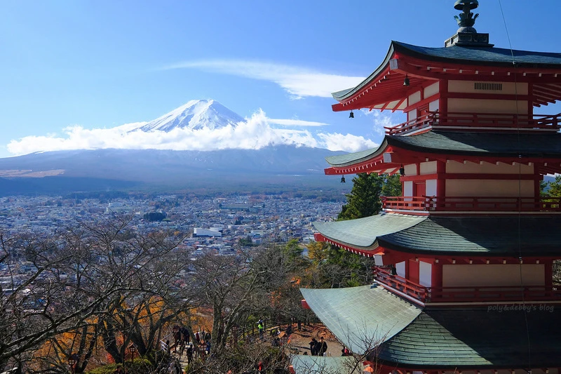 【河口湖】新倉富士淺間神社：絕美富士山景色！忠靈塔、鳥居櫻花