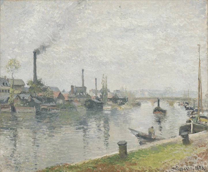 卡米耶．畢沙羅（Camille Pissarro），《魯昂的拉克魯瓦島》，1883年，油彩、畫布，54.3×65.6公分，Gift from the Estate of Robert W. Stoddard, 1998.213