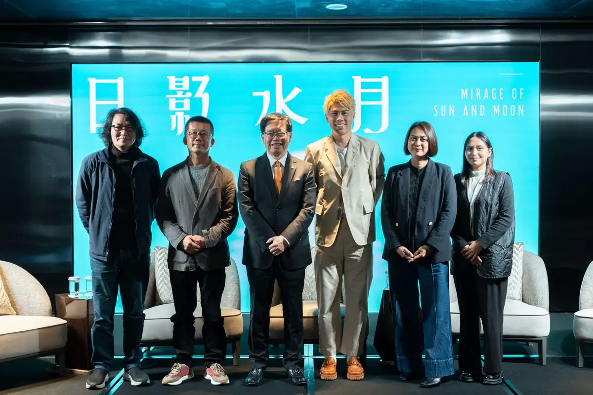 左至右)藝術家徐暋盛、藝術家林芳仕、漢來飯店總經理林子寛、聯合策展人Daniel Wong、藝術家王雅蘭、藝術家廖曉蓉。（圖片／漢來日月行館 提供）