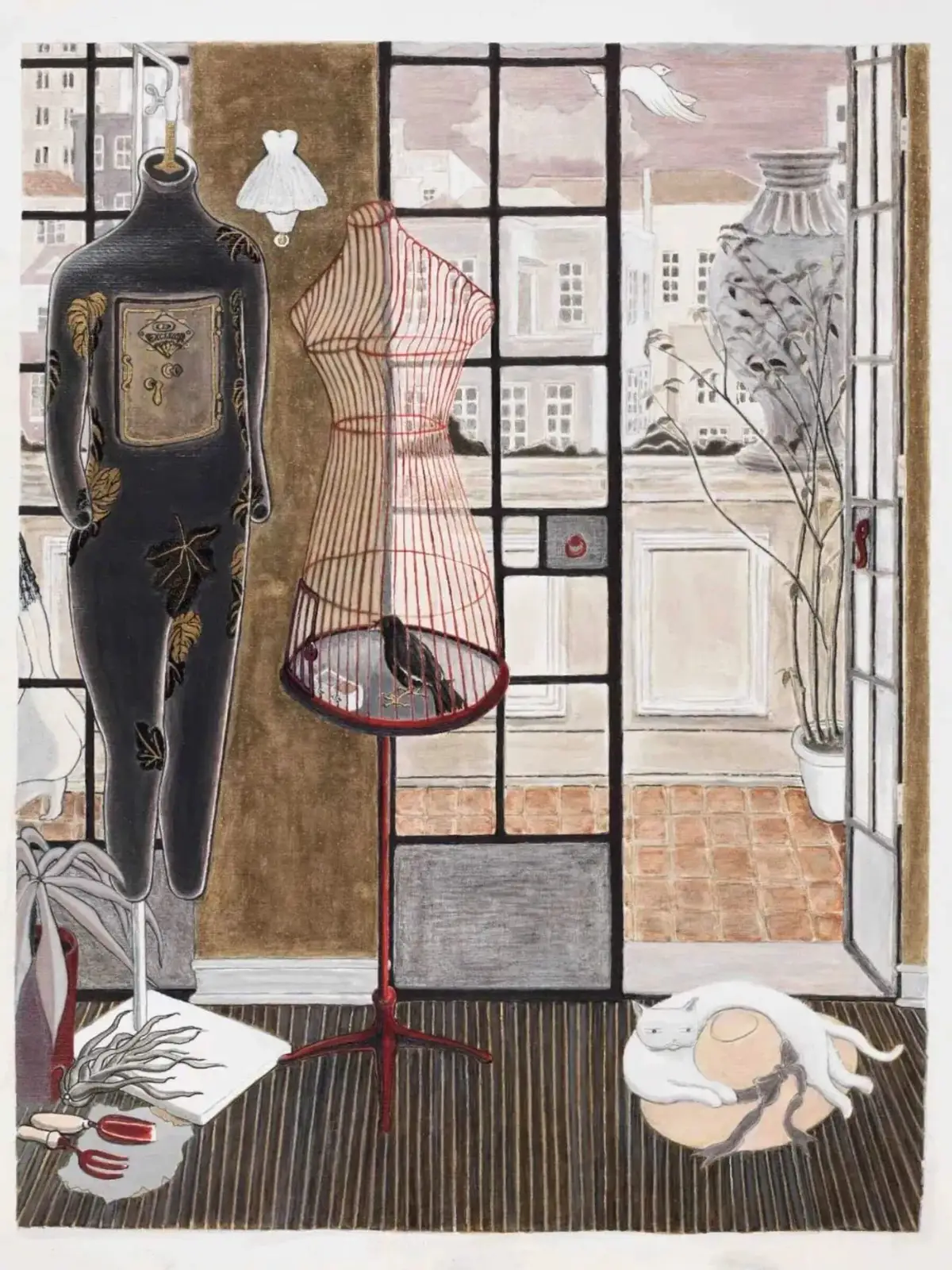 金宇澄畫作〈陽台〉，2019，紙本丙烯。