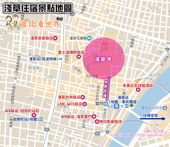 淺草住宿景點地圖