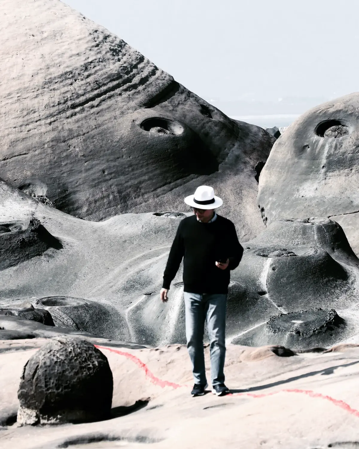 李清志舊地重遊，感受世界獨一無二的野柳偉大地景。（圖片提供／李清志）