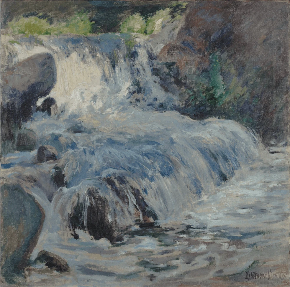 約翰．亨利．塔胥曼（John Henry Twachtman），《瀑布》，約1890年，油彩、畫布，76.2×76.5公分，Worcester Art Museum Purchase, 1907.91