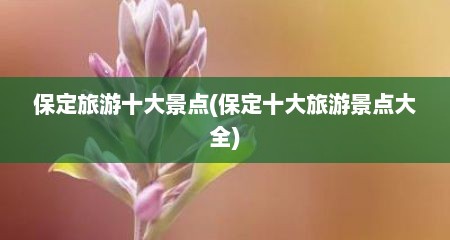 保定旅游十大景点(保定十大旅游景点大全)