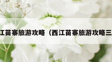 西江苗寨旅游攻略（西江苗寨旅游攻略三天）