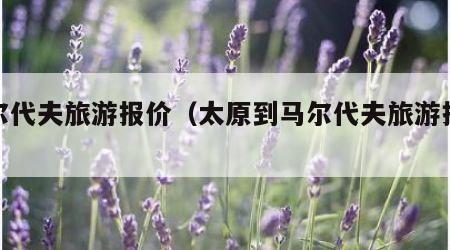 马尔代夫旅游报价（太原到马尔代夫旅游报价）