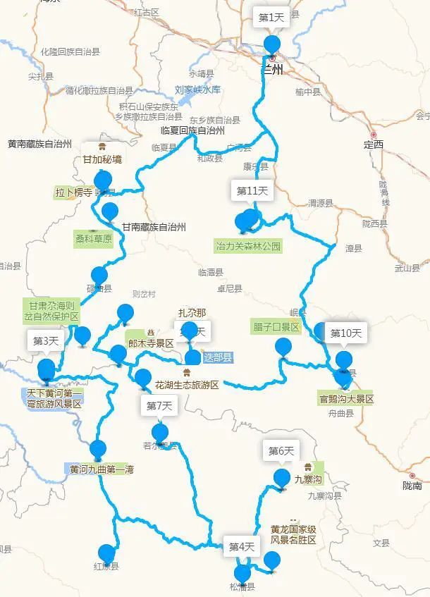 兰州到九寨沟自驾游最路线图推荐