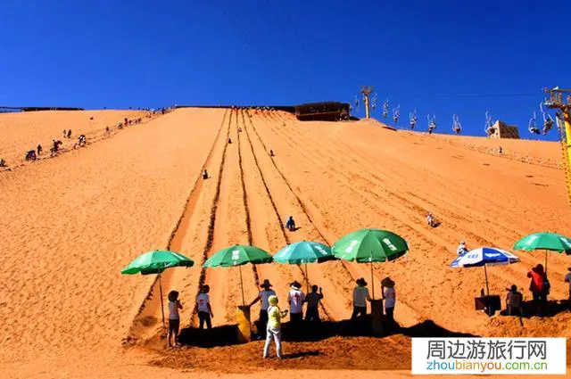 从成都出发，离成都最近的沙漠、有骆驼可以骑的，在什么地方（城市或地区）？