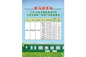 驻马店至武汉再添惠民列车 全程25.5元直达超划算