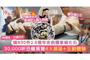 香港最大恐龍展覽30,000呎6大展區！親手摸830件2.5億年史前國家級化石